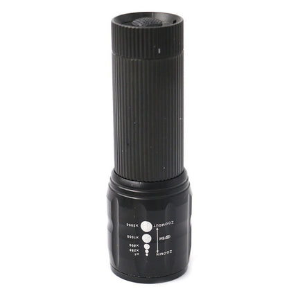 2 PCS Three-Speed Zoom LED Flashlight Mini Aluminum Flashlight(Black)-garmade.com