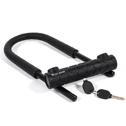 WEST BIKING Bicycle Lock Motorcycle Electric Car Anti-Theft Lock, Specification: Long U-shaped Lock+Cable-garmade.com