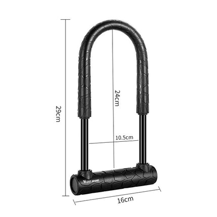 WEST BIKING Bicycle Lock Motorcycle Electric Car Anti-Theft Lock, Specification: Long U-shaped Lock+Cable-garmade.com