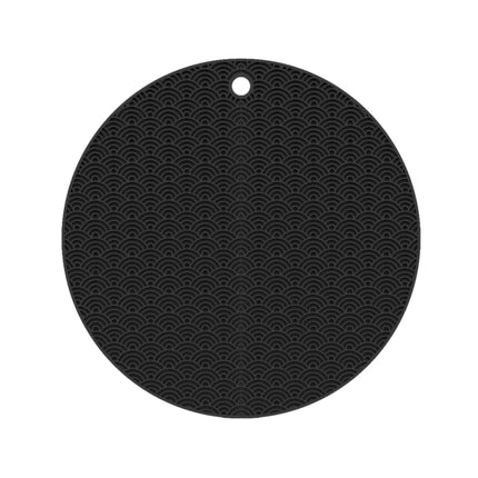 2 PCS Geometry Kitchen Silicone Pot Holder Heat Insulation Pad Round(Black)-garmade.com