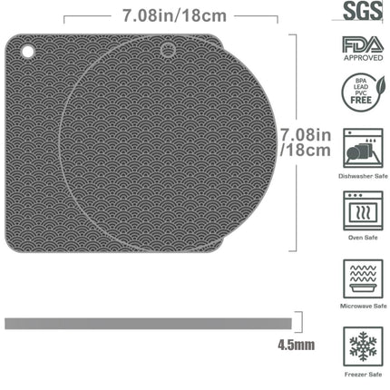 2 PCS Geometry Kitchen Silicone Pot Holder Heat Insulation Pad Round(Black)-garmade.com