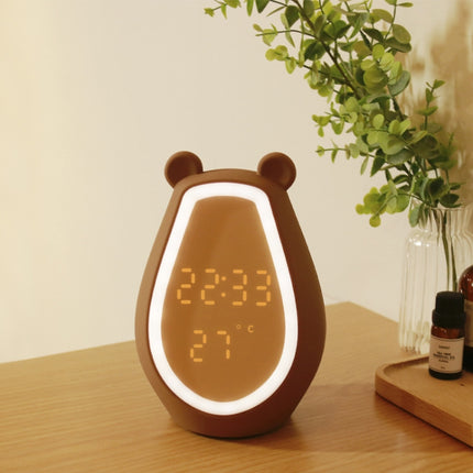 Bear Alarm Clock LED Digital Silent Bedside Lamp Bluetooth Speaker USB Charging Children Cartoon Night Light(Bluetooth+Small Program Version)-garmade.com