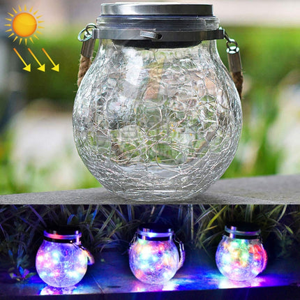 20 LED Solar Energy Glass Bottle Pendent Lamp IP44 Waterproof Outdoor Garden Decoration Light(Color Light)-garmade.com