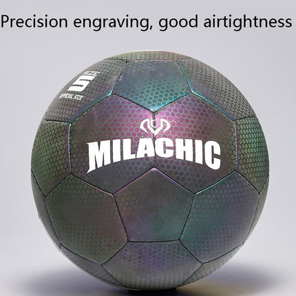MILACHIC PU Leather Machine Stitch Luminous Fluorescent Reflective Football, Specification: Number 4 (Neon 5033)-garmade.com