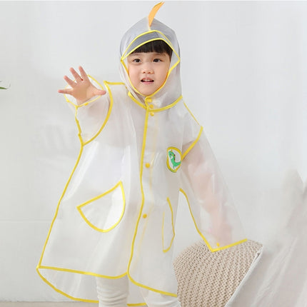 Carton Children Raincoat With Schoolbag Seat Poncho, Size: XL(Yellow Dinosaur)-garmade.com