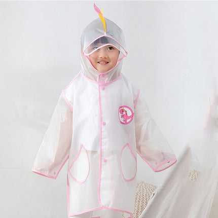 Carton Children Raincoat With Schoolbag Seat Poncho, Size: XL(Pink Dinosaur)-garmade.com