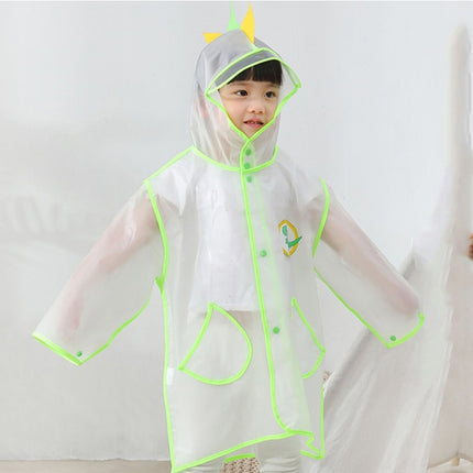 Carton Children Raincoat With Schoolbag Seat Poncho, Size: XXL(Green Dinosaur)-garmade.com