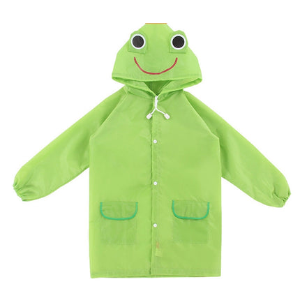 2 PCS Children Cartoon Raincoat Student Poncho(Green)-garmade.com