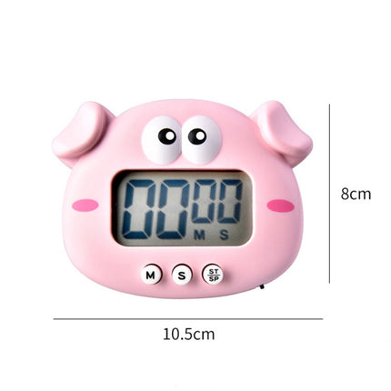 2 PCS Kitchen Baking Cartoon Animal Electronic Timer Alarm Clock Student Learning Timer(Pink Pig)-garmade.com