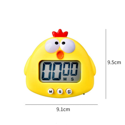 2 PCS Kitchen Baking Cartoon Animal Electronic Timer Alarm Clock Student Learning Timer(Yellow Chicken)-garmade.com