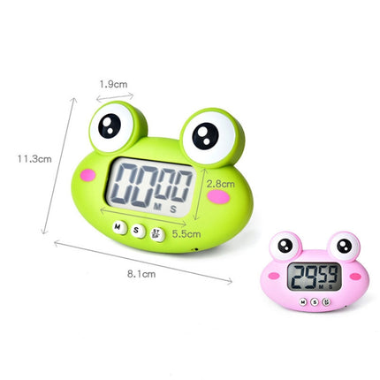 2 PCS Kitchen Baking Cartoon Animal Electronic Timer Alarm Clock Student Learning Timer(Pink Frog)-garmade.com