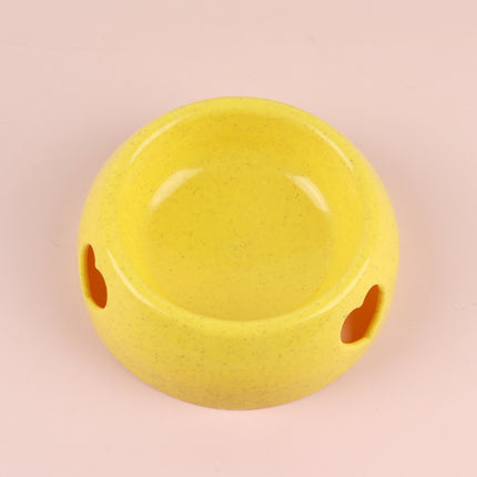 3 PCS Dog Bowls Plastic Love Single Bowl Pet Bowl Cat Food Bowl Small(Yellow)-garmade.com
