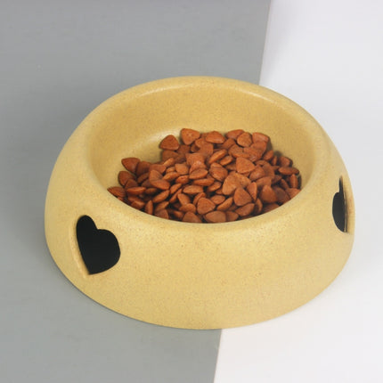 3 PCS Dog Bowls Plastic Love Single Bowl Pet Bowl Cat Food Bowl Large(Yellow)-garmade.com