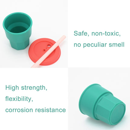 Children Silicone Straw Cups Drop And High Temperature Resistant Water Cups Olive Green Cup + Turmeric Cover(300ml)-garmade.com