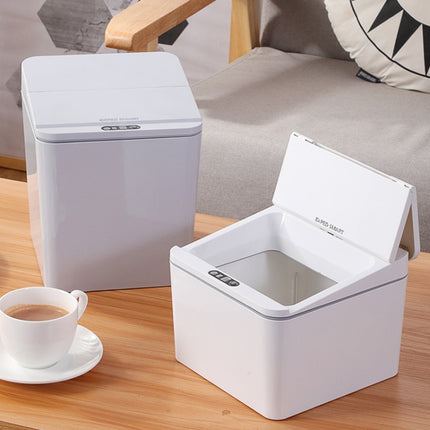 EXPED SMART Desktop Smart Induction Electric Storage Box Car Trash Can, Colour: 6L Battery Version (White)-garmade.com