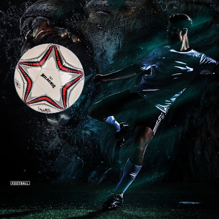 MILACHIC Big Five-pointed Star Pattern Explosion-Proof PU Leather Competition Training Football, Football size: Number 4 ( For 5-7 People)-garmade.com
