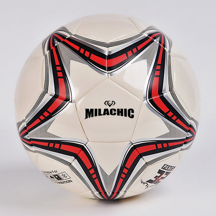 MILACHIC Big Five-pointed Star Pattern Explosion-Proof PU Leather Competition Training Football, Football size: Number 5 ( For 11 People)-garmade.com