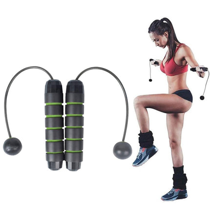 2 PCS Indoor Ropeless Skipping Fitness Exercise Weight Rope(Black Green)-garmade.com