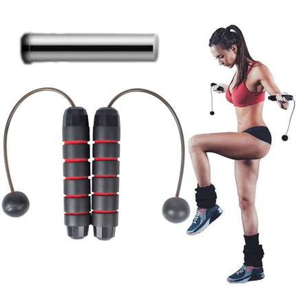 2 PCS Indoor Ropeless Skipping Fitness Exercise Weight Rope(Black Red + Weight )-garmade.com
