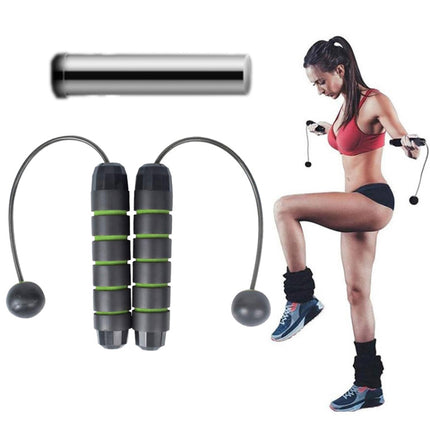 2 PCS Indoor Ropeless Skipping Fitness Exercise Weight Rope(Black Green + Weight )-garmade.com