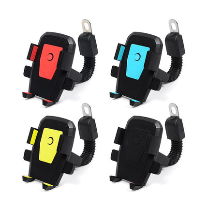 Motorcycle Electrical Car Rearview Mirror Rotatable Automatic Lock Riding Mobile Phone Bracket(Yellow)-garmade.com
