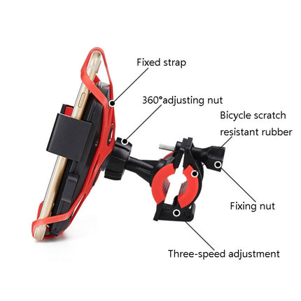 Bicycle Automatic Lock Mobile Phone Bracket 360 Degree Rotating Carrier Cycling Bracket(Black (Silicone Strap))-garmade.com