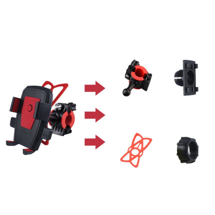 Bicycle Automatic Lock Mobile Phone Bracket 360 Degree Rotating Carrier Cycling Bracket(Red (Silicone Strap))-garmade.com