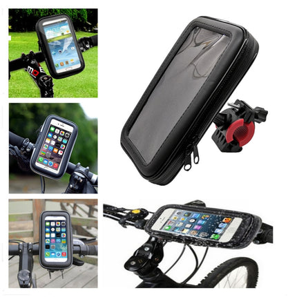 Outdoor Riding Motorcycle Bicycle Waterproof Mobile Phone Bracket,Style: Bicycle 6.3 inch Black-garmade.com