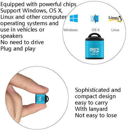 10 PCS 480Mbps Mini Micro SD Card Mobile Phone High-Speed TF Memory Card Reader Computer Car Speaker Card Reader(Black)-garmade.com