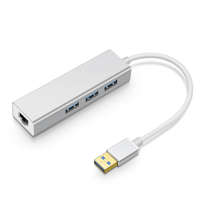 YH-U1009 3 x USB 3.0 + RJ45 to USB 3.0 External Drive-Free HUB for Laptops, Random Color Delivery-garmade.com