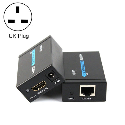 HDY-60 HDMI to RJ45 60m Extender Single Network Cable to For HDMI Signal Amplifier(UK Plug)-garmade.com