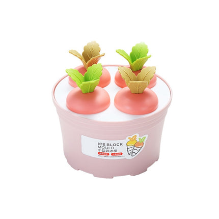 2 PCS Summer Carrot Potted Ice Cream Mold Homemade Ice Tray Round Four(Pink)-garmade.com