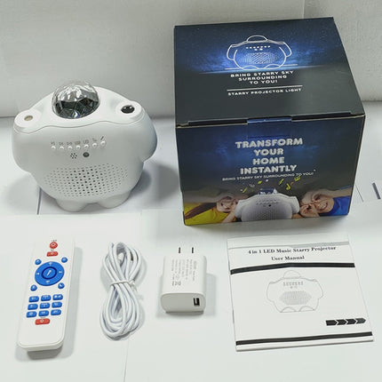 SC515-03 Remote Control Bluetooth Music Starlight Water Pattern Projection Bedroom Night Light USB Sound Control Full Star Laser Stage Lamp(White )-garmade.com