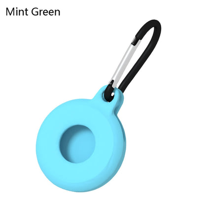 4 PCS Round Shape Shockproof Anti-scratch Silicone Protective Case with Carabiner for AirTag(Mint Green)-garmade.com