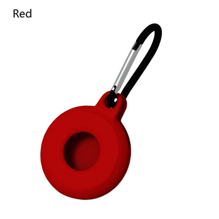 4 PCS Round Shape Shockproof Anti-scratch Silicone Protective Case with Carabiner for AirTag(Red)-garmade.com