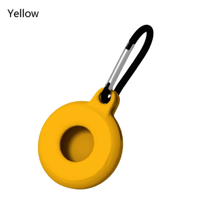 4 PCS Round Shape Shockproof Anti-scratch Silicone Protective Case with Carabiner for Airtag(Yellow)-garmade.com