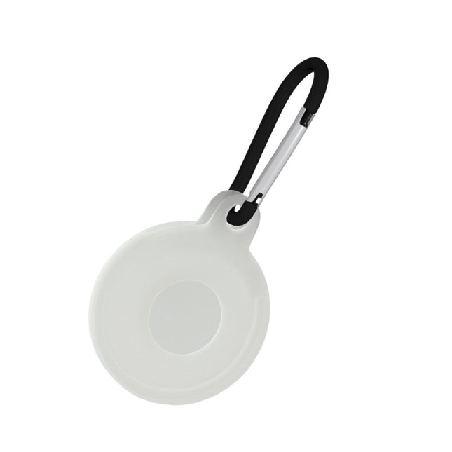 4 PCS Round Shape Shockproof Anti-scratch Silicone Protective Case with Carabiner for AirTag(Transparent)-garmade.com