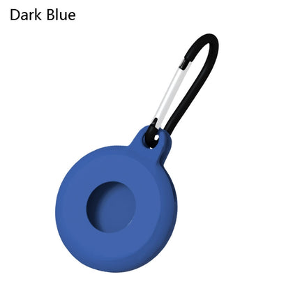 4 PCS Round Shape Shockproof Anti-scratch Silicone Protective Case with Carabiner for AirTag(Dark Blue)-garmade.com