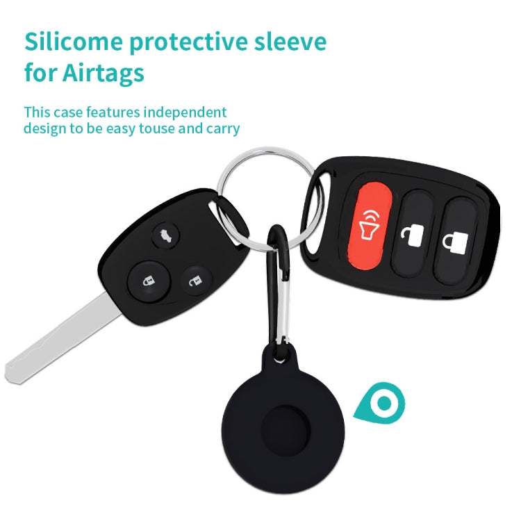 4 PCS Round Shape Shockproof Anti-scratch Silicone Protective Case with Carabiner for AirTag(Pink)-garmade.com