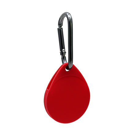 2 PCS Drop Shape Shockproof Anti-scratch Silicone Protective Case with Carabiner for AirTag(Red)-garmade.com