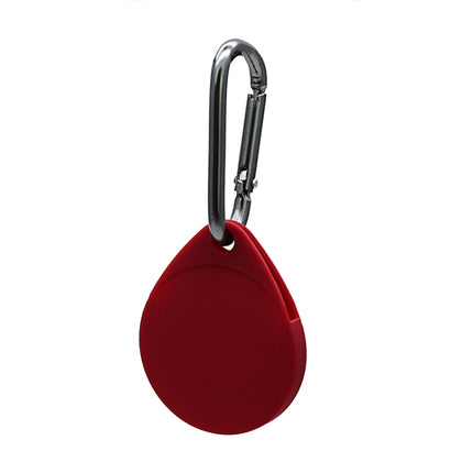 2 PCS Drop Shape Shockproof Anti-scratch Silicone Protective Case with Carabiner for AirTag(Wine Red)-garmade.com