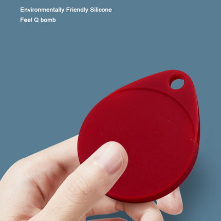 2 PCS Drop Shape Shockproof Anti-scratch Silicone Protective Case with Carabiner for AirTag(Wine Red)-garmade.com