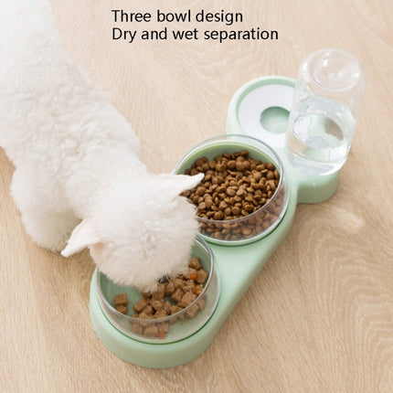Dog Double Bowl Auto Pet Bowl Feeder Cat Drinking Water Dispenser(Green)-garmade.com