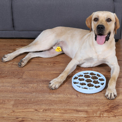 Pet Slow Eating Anti-Choke Slip Bowl Silicone Suction Cup Honeycomb Bowl, Specification: Medium Blue-garmade.com