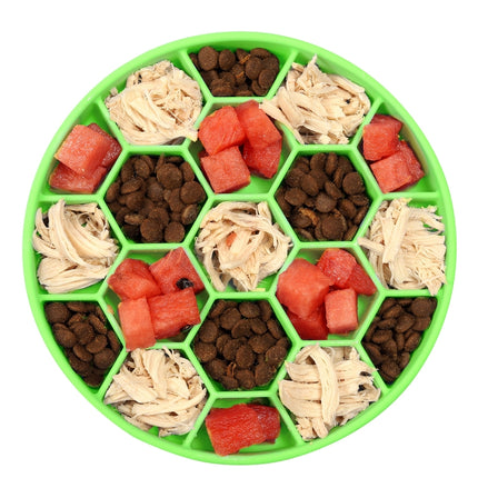 Pet Slow Eating Anti-Choke Slip Bowl Silicone Suction Cup Honeycomb Bowl, Specification: Medium Green-garmade.com