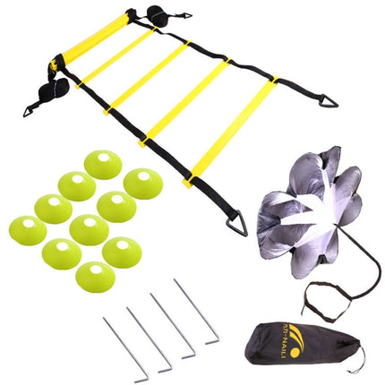 23 In 1 Football Training Agility Ladder + Logo Disc + Drag Umbrella Set( Fluorescent Green )-garmade.com