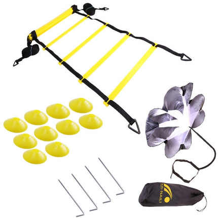 23 In 1 Football Training Agility Ladder + Logo Disc + Drag Umbrella Set( Yellow )-garmade.com