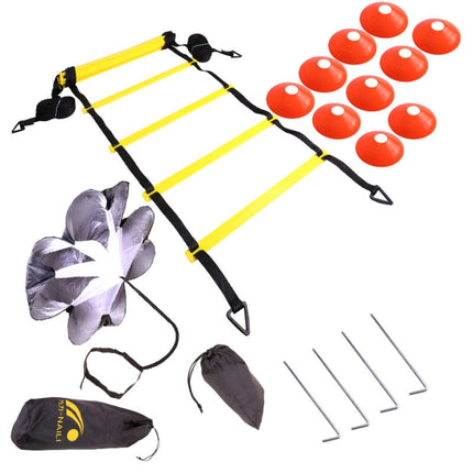 23 In 1 Football Training Agility Ladder + Logo Disc + Drag Umbrella Set(Orange )-garmade.com