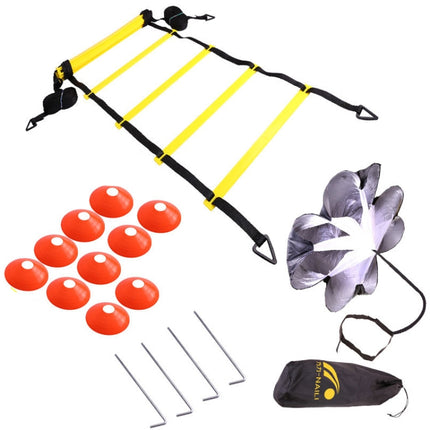 23 In 1 Football Training Agility Ladder + Logo Disc + Drag Umbrella Set(Orange )-garmade.com