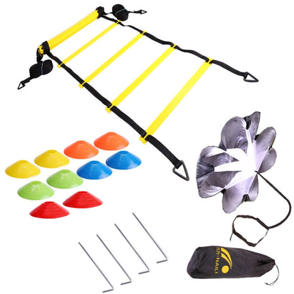 23 In 1 Football Training Agility Ladder + Logo Disc + Drag Umbrella Set(Mixed Color)-garmade.com